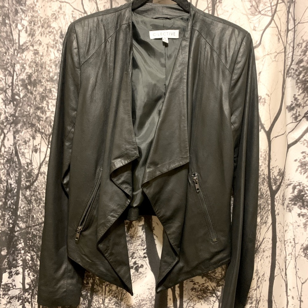 Leather Drape-front Jacket - Medium - C-LECTIVE - Picture 2 of 6